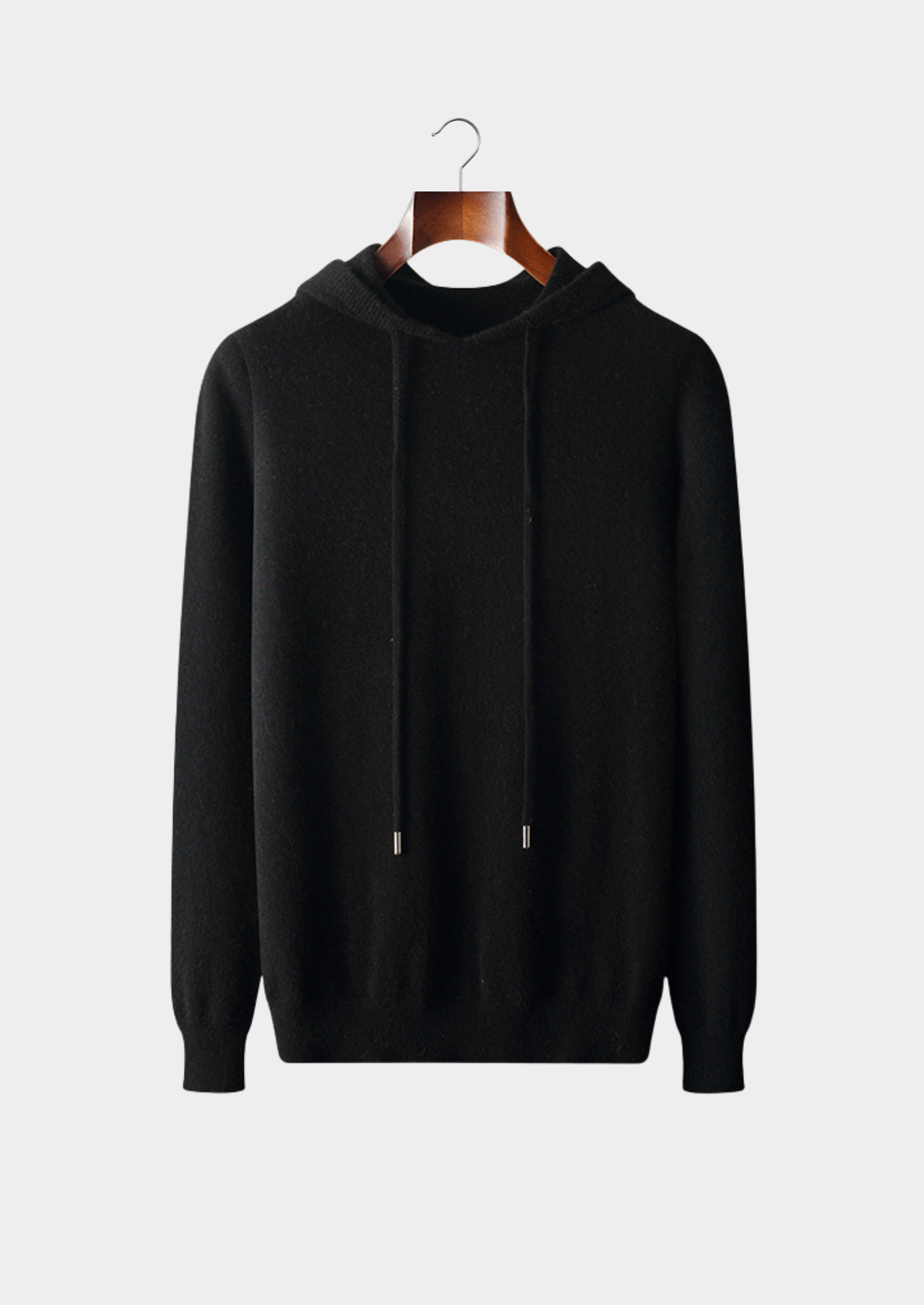 Pure Extra-Fine Merino Wool Black Leisure Hoodie | Apuro