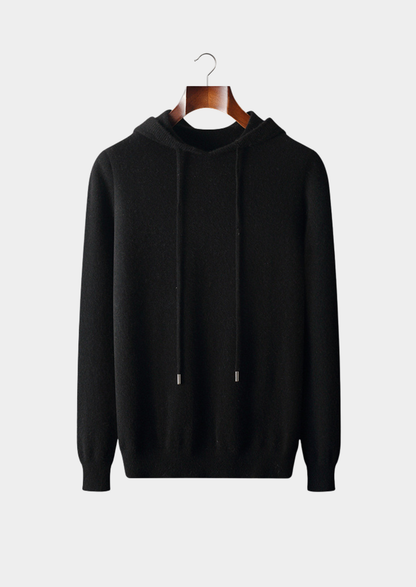 Pure Extra-Fine Merino Wool Black Leisure Hoodie | Apuro