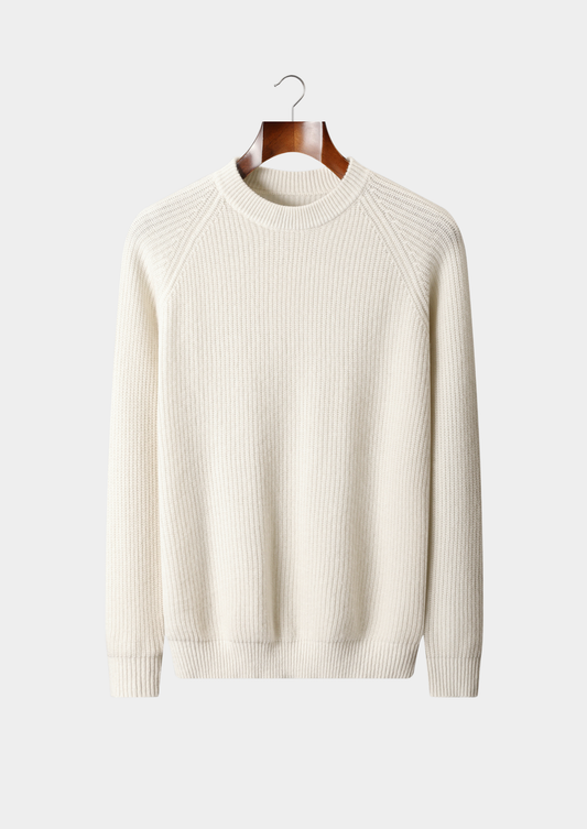 Pure Extra-Fine Merino Wool Ribbed Raglan Crewneck | Apuro