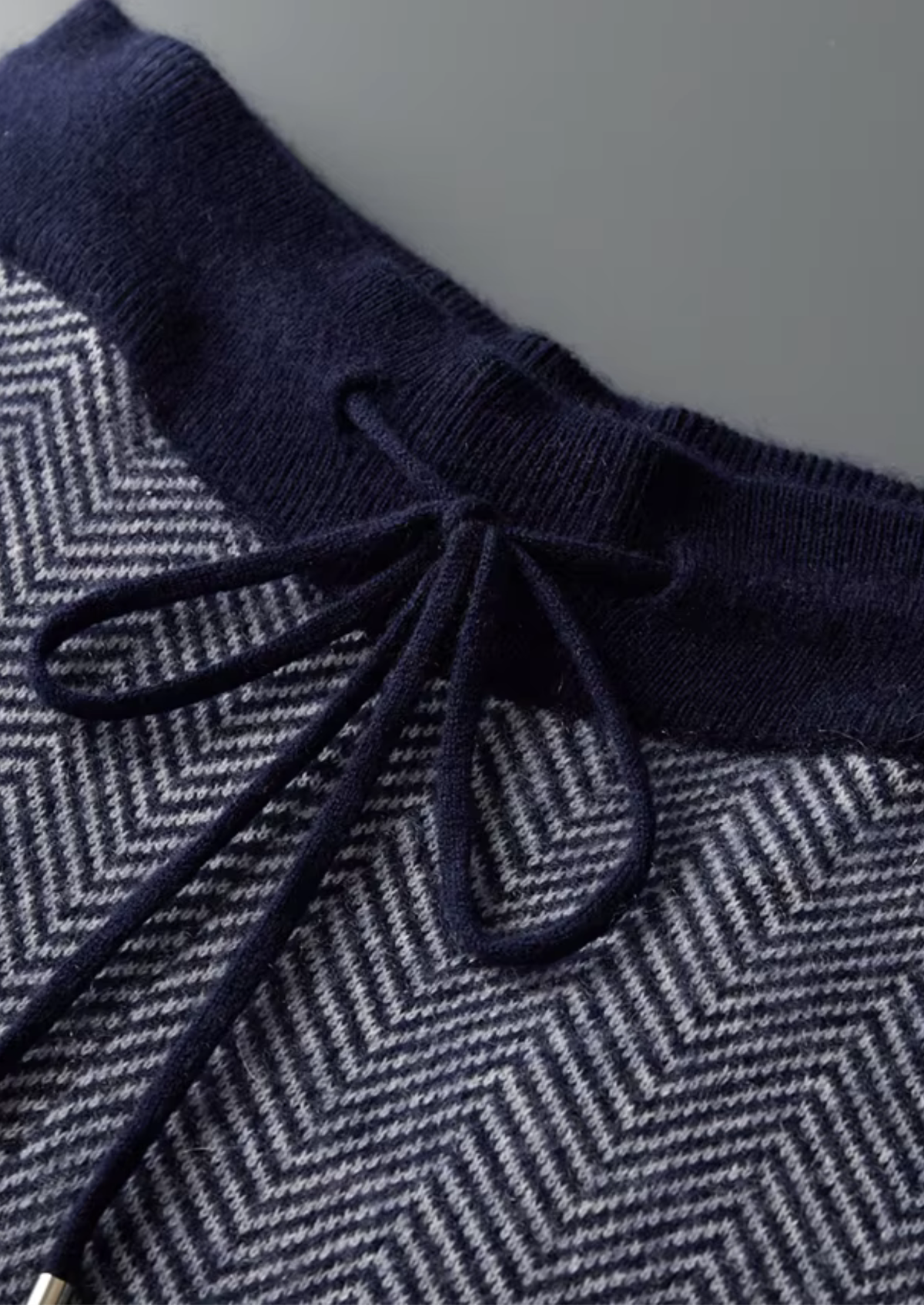 Pure Extra-Fine Merino Wool Navy Blue Herringbone Set | Apuro