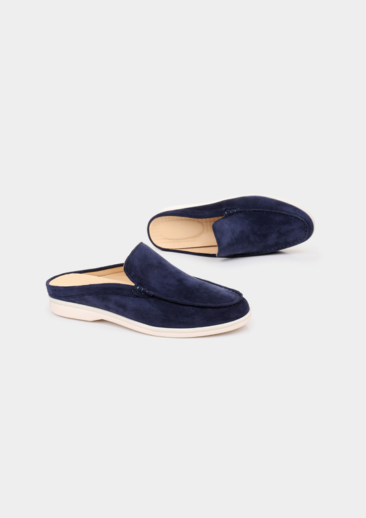 Navy Blue Marina Suede Slipper | Apuro