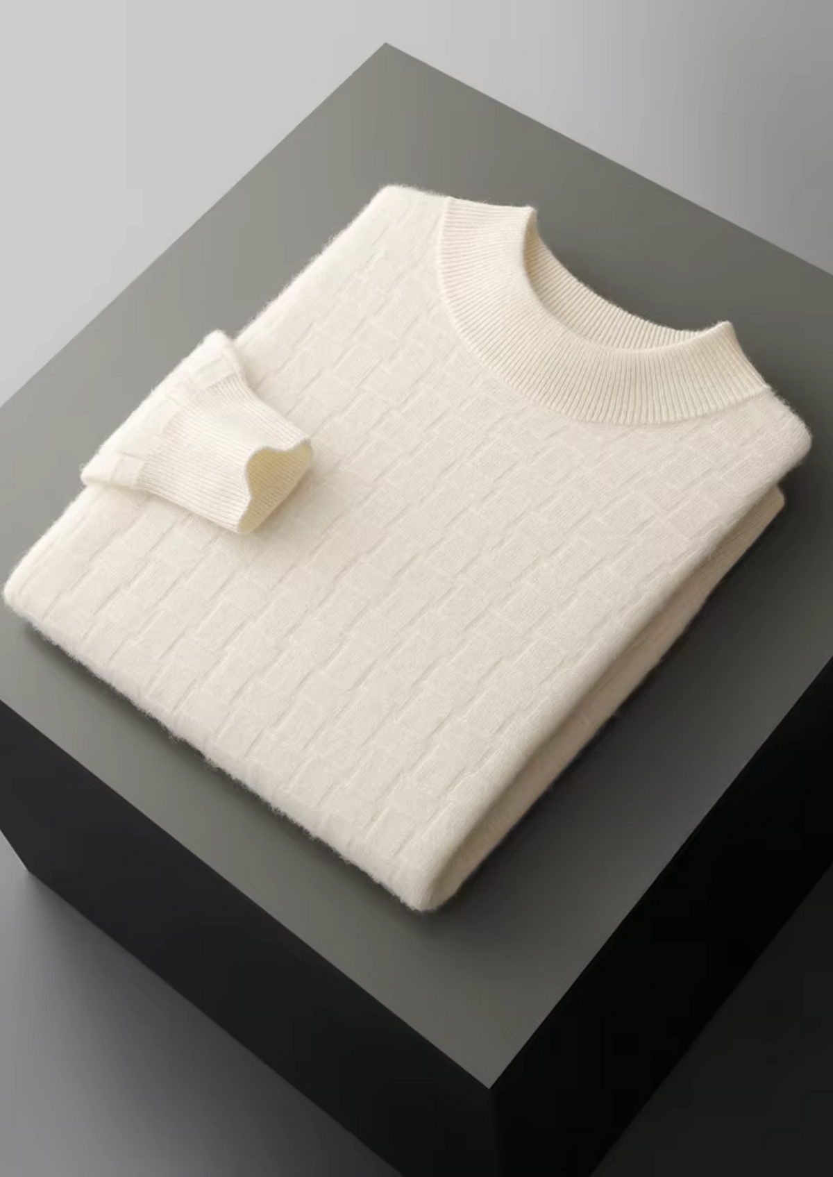 Pure Extra-Fine Merino Wool Textured Mockneck | Apuro