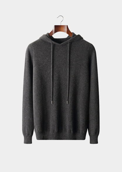 Pure Extra-Fine Merino Wool Dark Gray Leisure Hoodie | Apuro