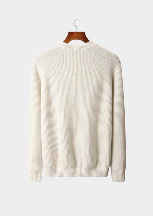 Pure Extra-Fine Merino Wool Ribbed Raglan Crewneck | Apuro