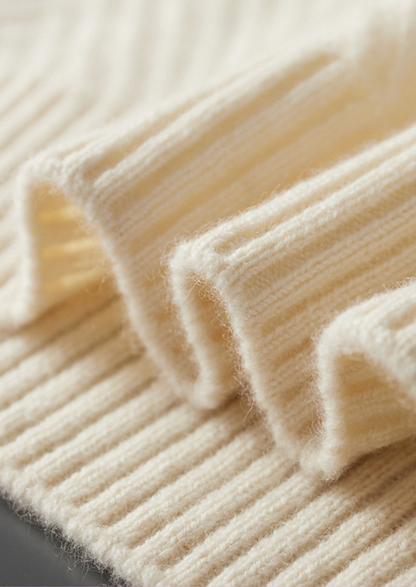 Pure Cashmere Ivory Herringbone Crewneck | Apuro