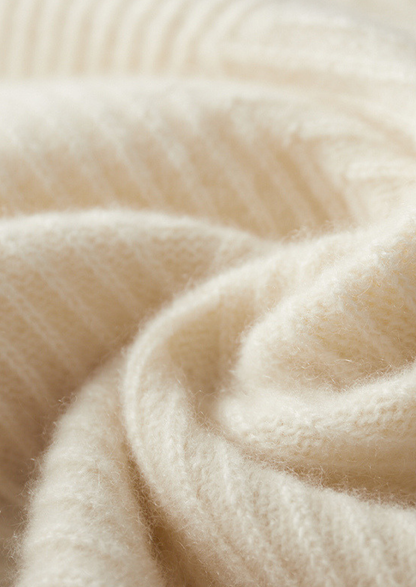Pure Cashmere Ivory Herringbone Crewneck | Apuro