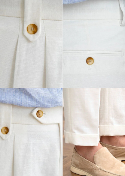 Cagliari Pleated Coastal Trousers - White | Apuro