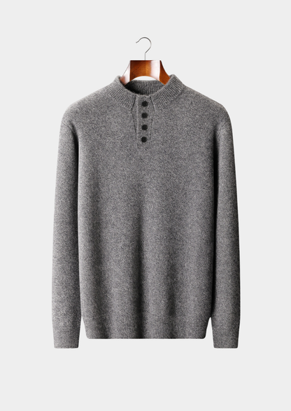 Pure Cashmere Light Gray Button Sweater | Apuro