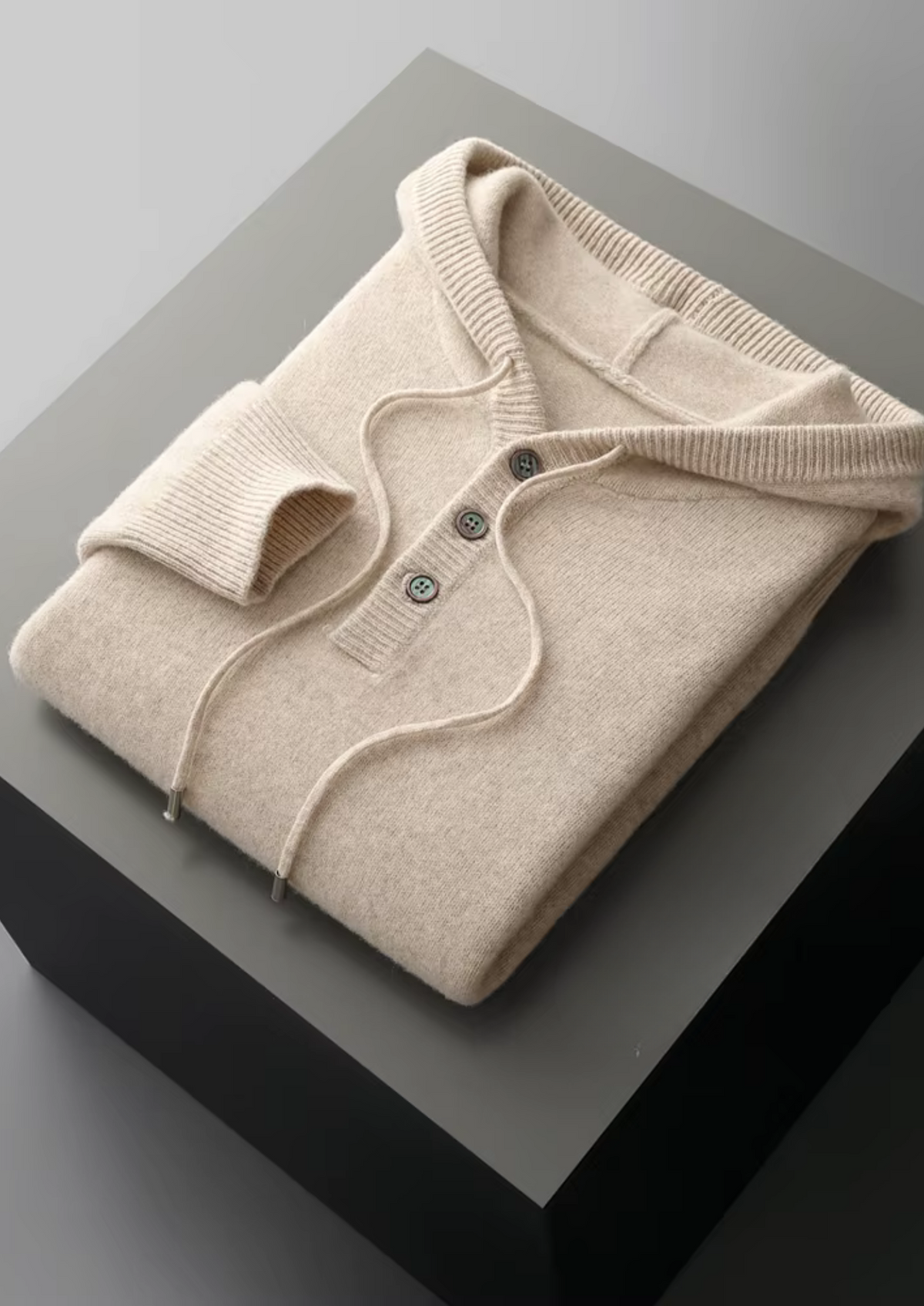 Pure Extra-Fine Merino Wool Button Hoodie | Apuro