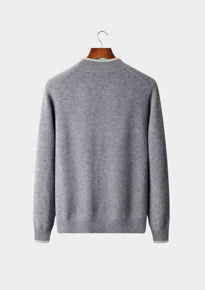 Pure Extra-Fine Merino Wool Two-Tone Zip Cardigan | Apuro