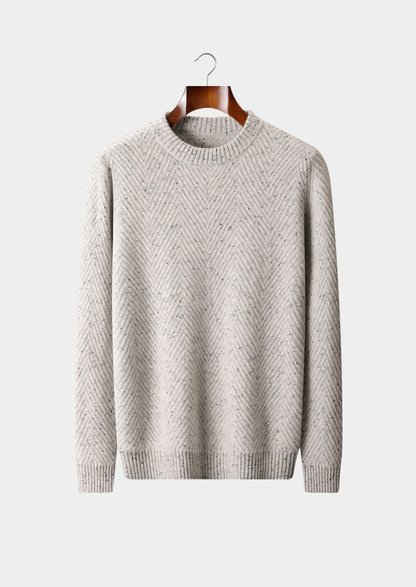 Pure Cashmere Light Gray Herringbone Crewneck | Apuro