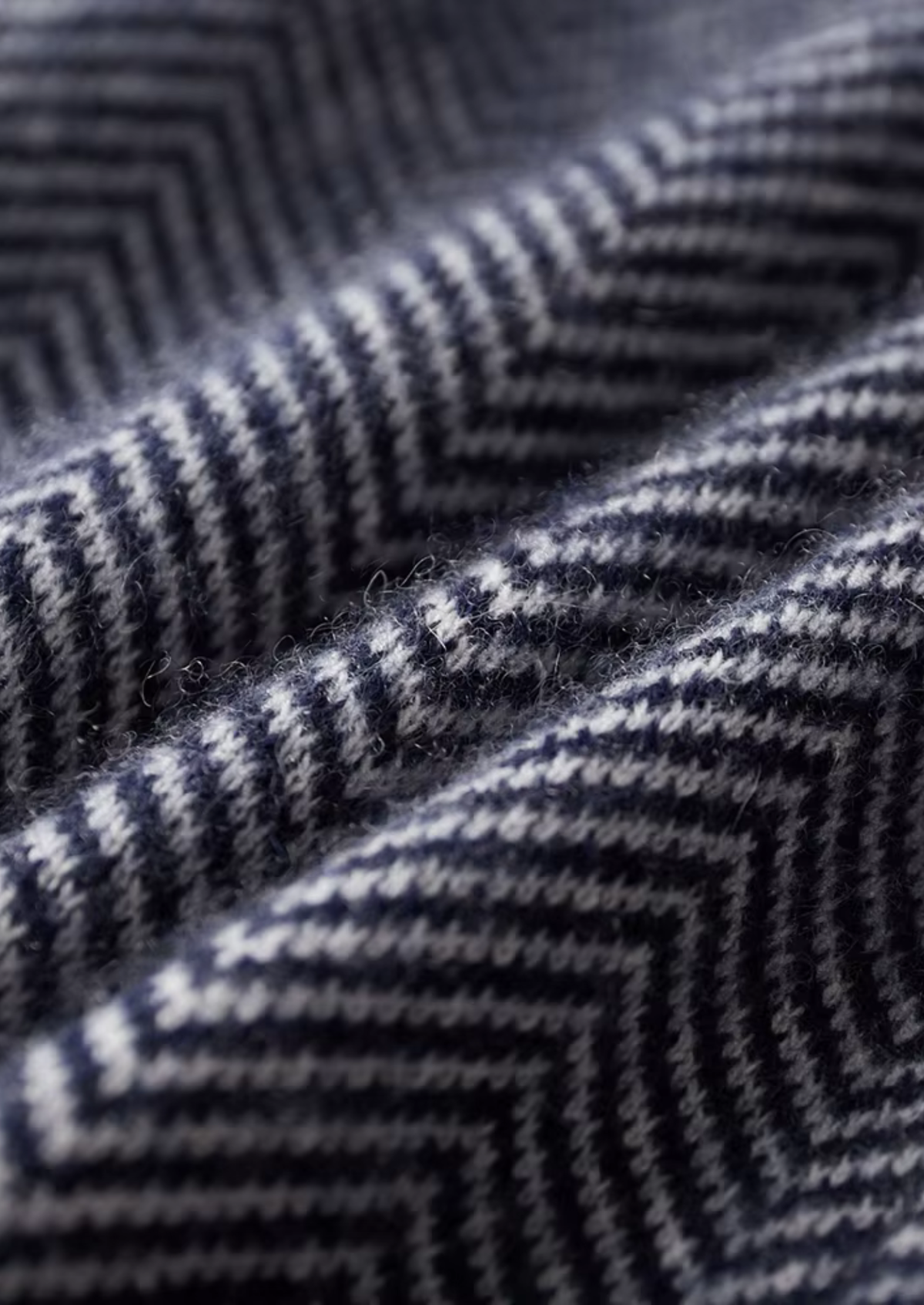 Pure Extra-Fine Merino Wool Navy Blue Herringbone Set | Apuro