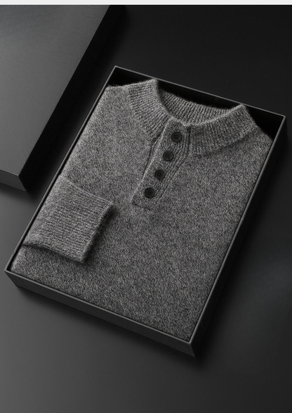 Pure Cashmere Light Gray Button Sweater | Apuro