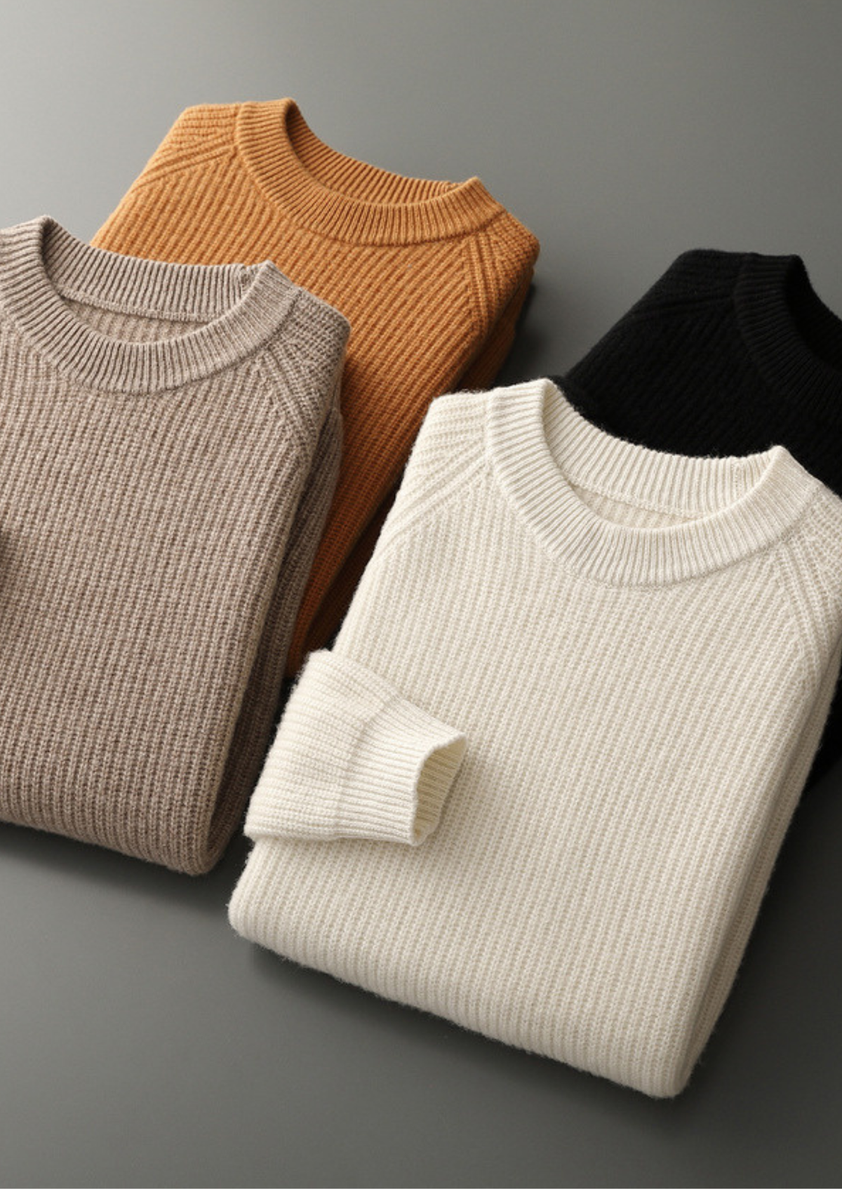 Pure Extra-Fine Merino Wool Ribbed Raglan Crewneck | Apuro