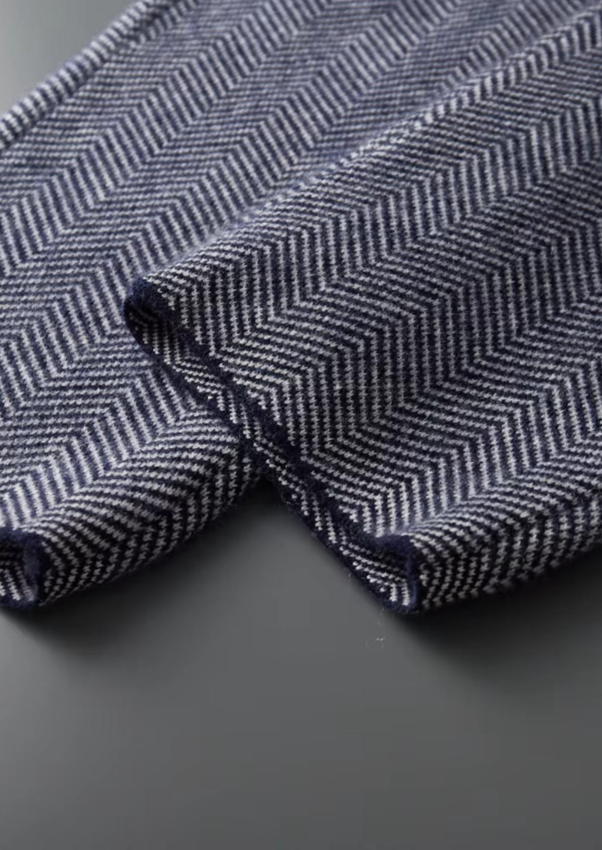 Pure Extra-Fine Merino Wool Navy Blue Herringbone Set | Apuro
