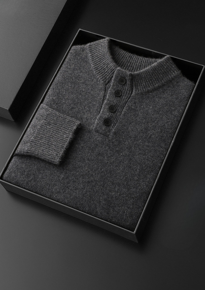 Pure Cashmere Dark Gray Button Sweater | Apuro