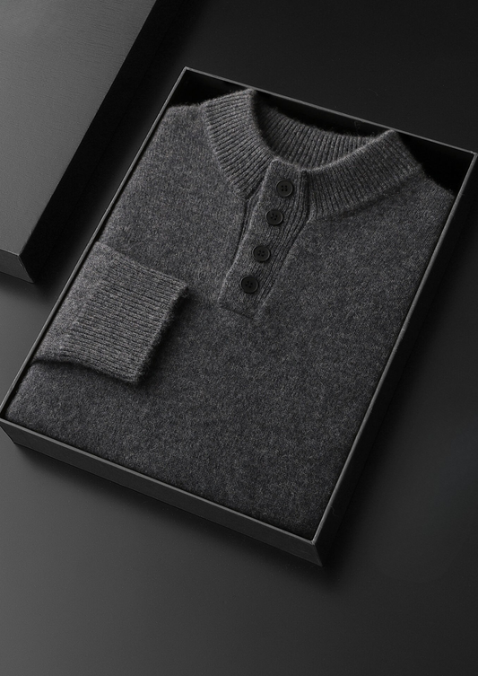Pure Cashmere Dark Gray Button Sweater | Apuro