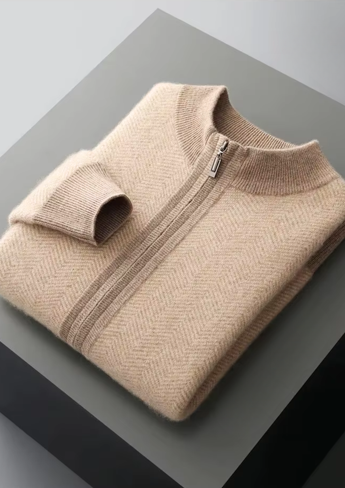 Pure Extra-Fine Merino Wool Sand Herringbone Set | Apuro