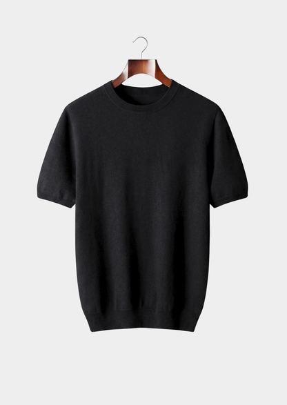 Premium Cashmere Classic Crewneck T-Shirt - Black | Apuro
