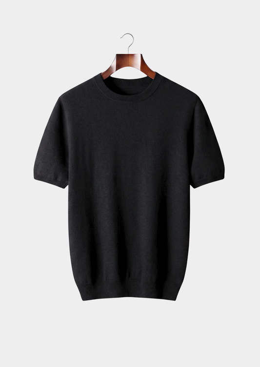 Premium Cashmere Classic Crewneck T-Shirt - Black | Apuro