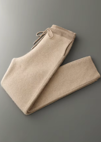 Pure Extra-Fine Merino Wool Sand Herringbone Set | Apuro