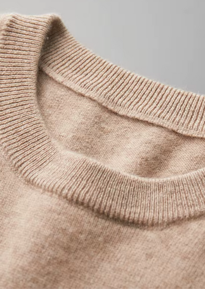 Premium Cashmere Classic Crewneck T-Shirt - Light Beige | Apuro