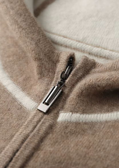 Premium Cashmere Two Tone Zipper Hoodie | Apuro