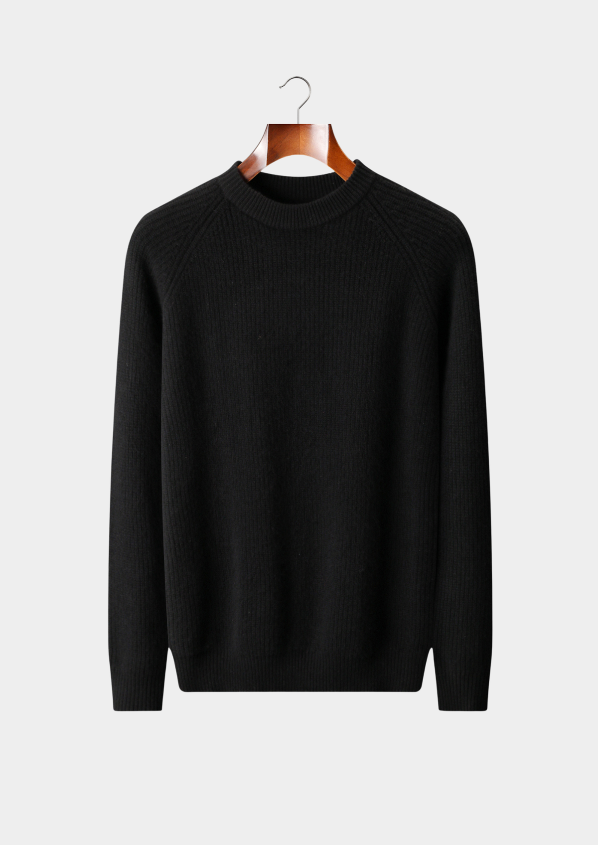 Pure Extra-Fine Merino Wool Ribbed Raglan Crewneck | Apuro