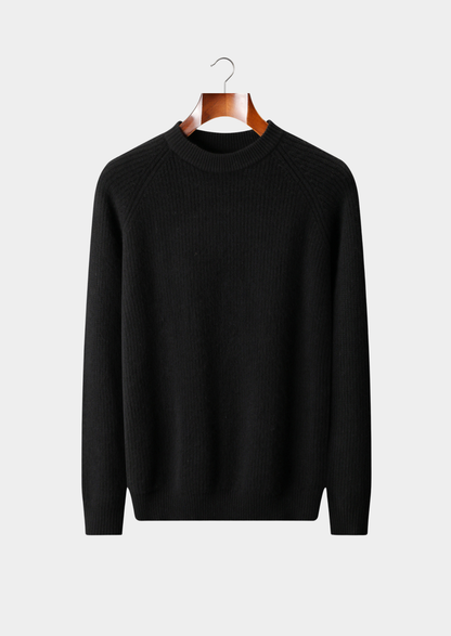 Pure Extra-Fine Merino Wool Ribbed Raglan Crewneck | Apuro