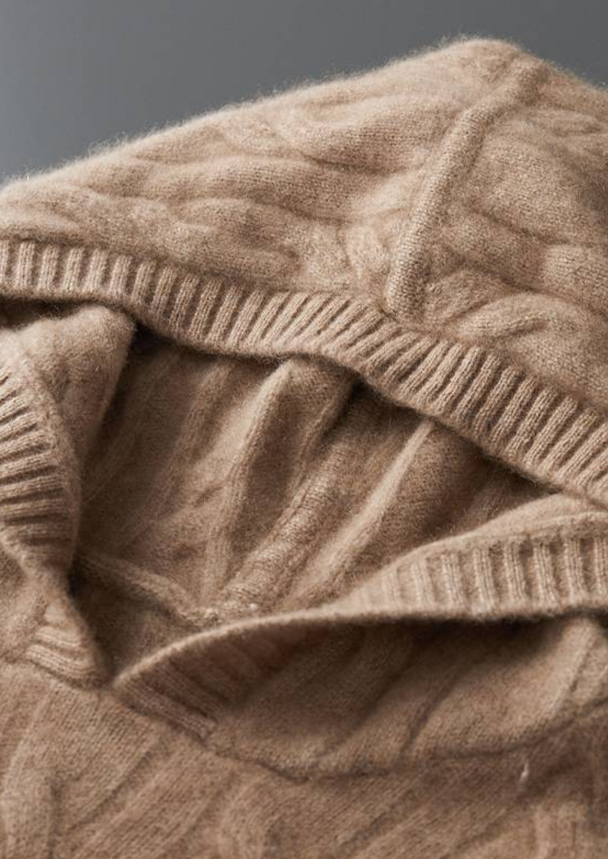 Pure Cashmere Sand Cable Knit Hoodie | Apuro