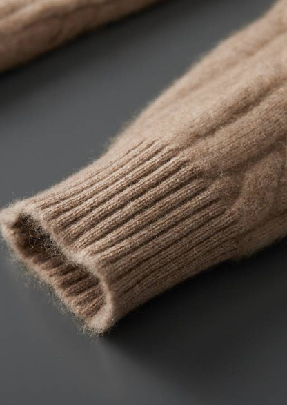 Pure Cashmere Sand Cable Knit Hoodie | Apuro