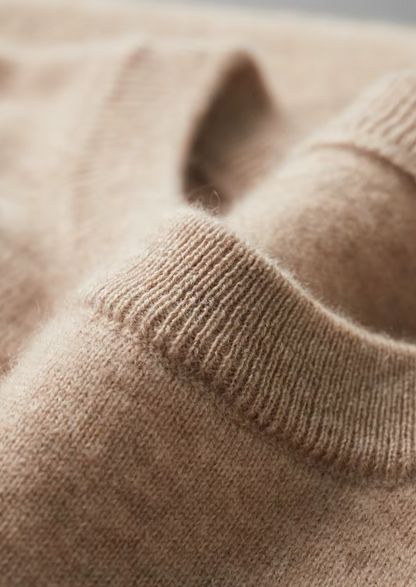 Premium Cashmere Classic Crewneck T-Shirt - Light Beige | Apuro