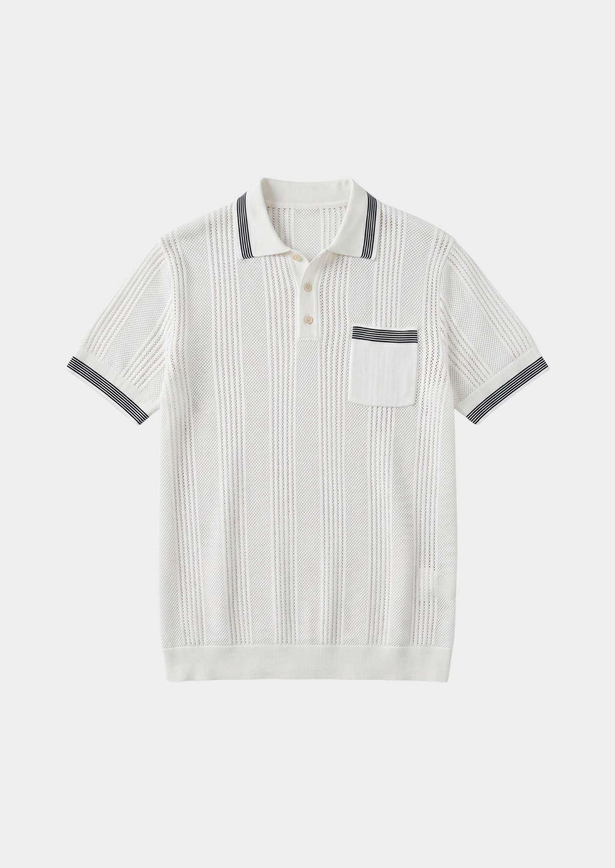 Leon White Open Knit Lightweight Polo | Apuro