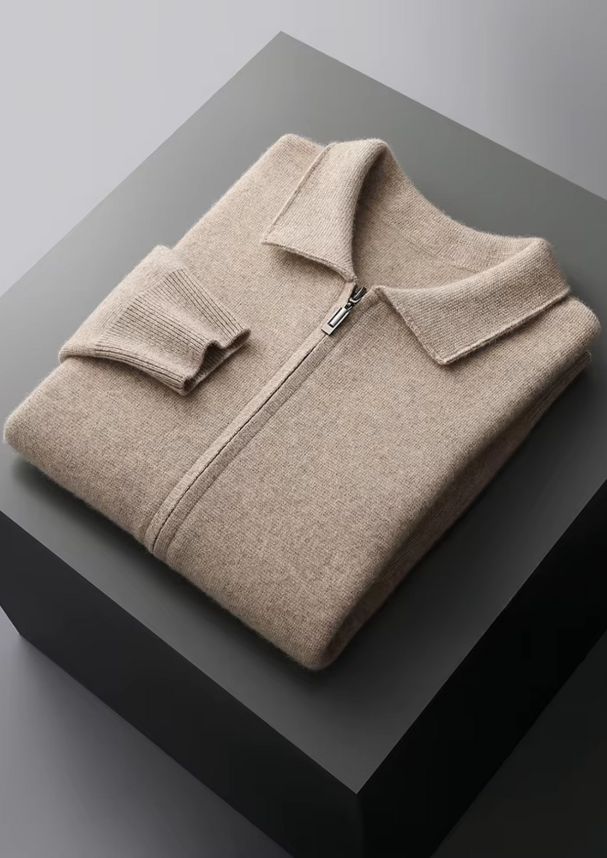 Pure Extra-Fine Merino Wool Zip Polo Cardigan | Apuro