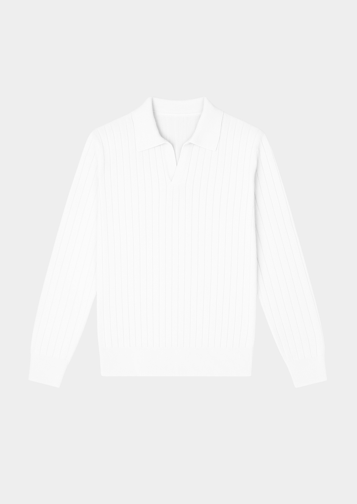 White Buttonless Ribbed Polo | Apuro