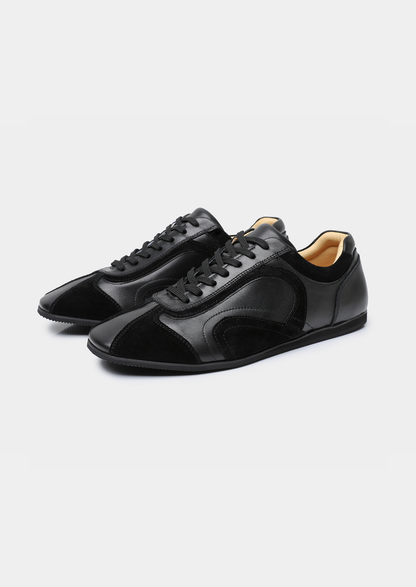 Black Retro Hybrid Suede Leather Runner | Apuro