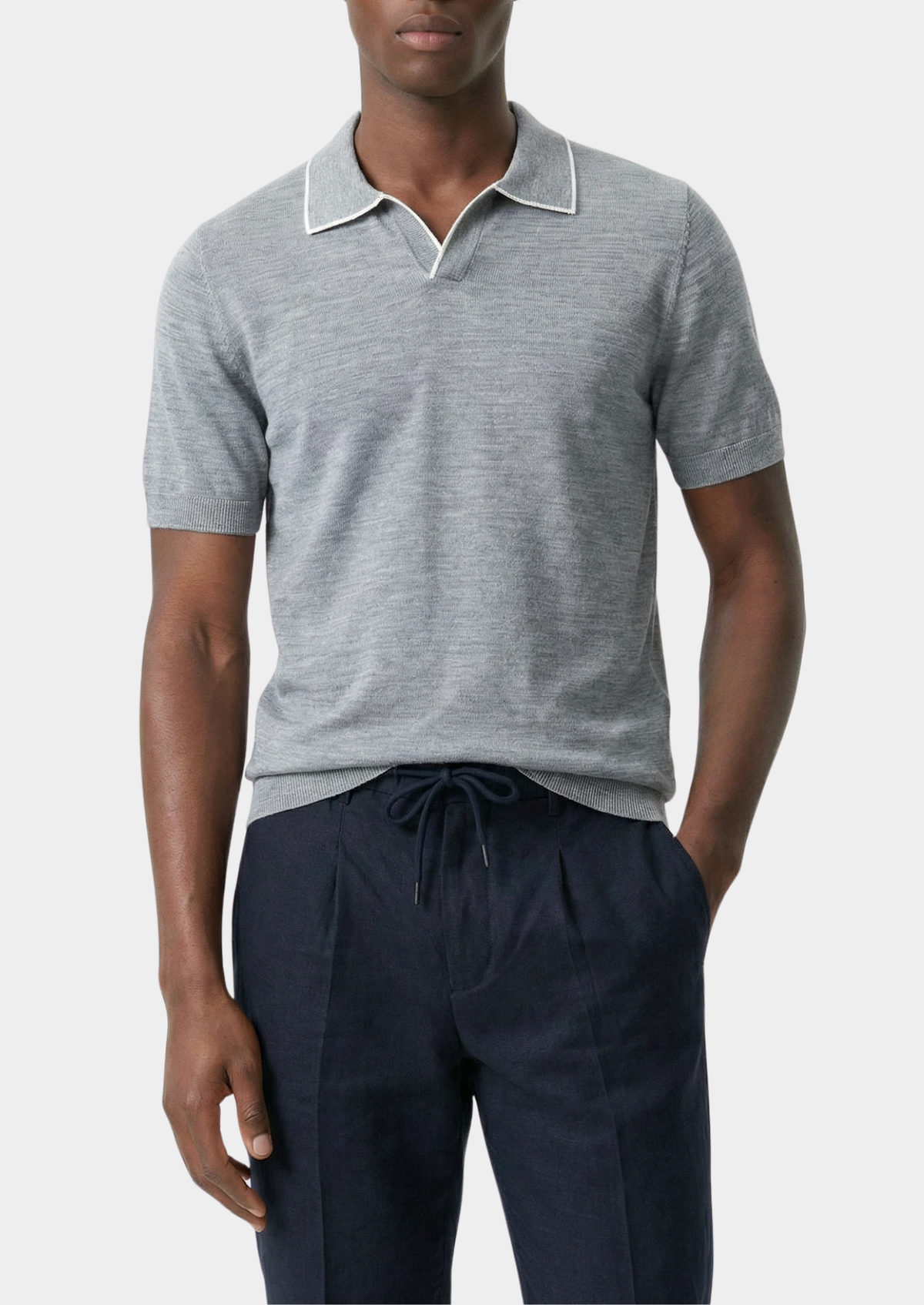 Ellis Light Gray Lightweight Polo Shirt | Apuro