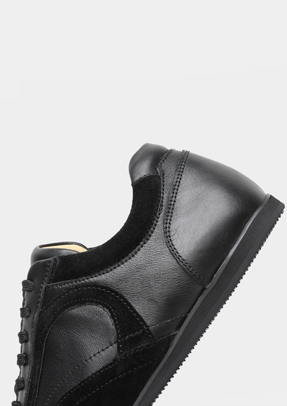 Black Retro Hybrid Suede Leather Runner | Apuro