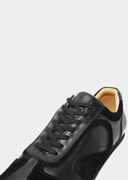 Black Retro Hybrid Suede Leather Runner | Apuro