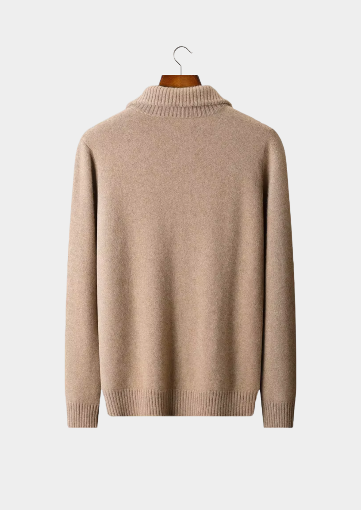 Pure Cashmere Beige Funnel Neck Cardigan | Apuro