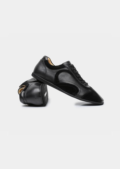 Black Retro Hybrid Suede Leather Runner | Apuro