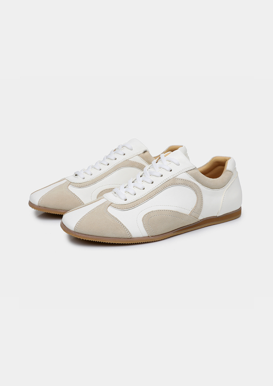 White Retro Hybrid Suede Leather Runner | Apuro