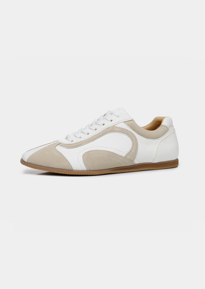 White Retro Hybrid Suede Leather Runner | Apuro