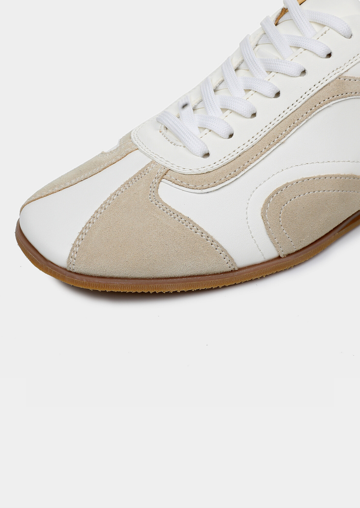 White Retro Hybrid Suede Leather Runner | Apuro
