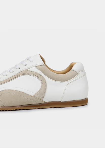 White Retro Hybrid Suede Leather Runner | Apuro