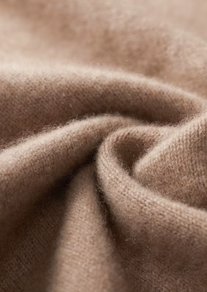 Pure Cashmere Beige Funnel Neck Cardigan | Apuro