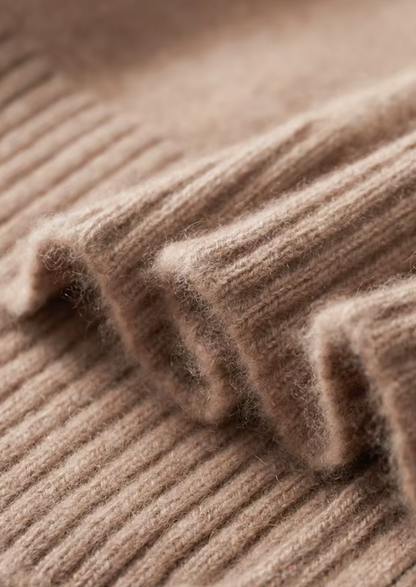 Pure Cashmere Beige Funnel Neck Cardigan | Apuro