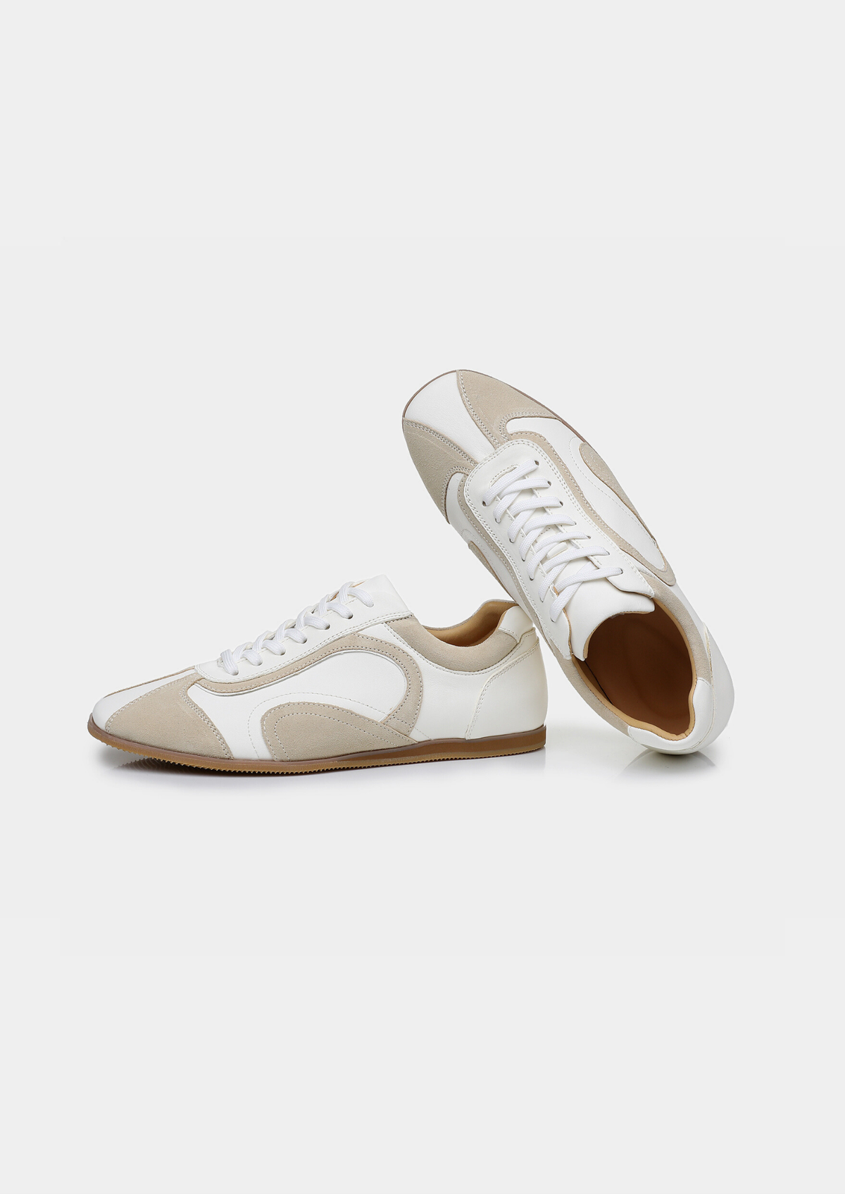 White Retro Hybrid Suede Leather Runner | Apuro