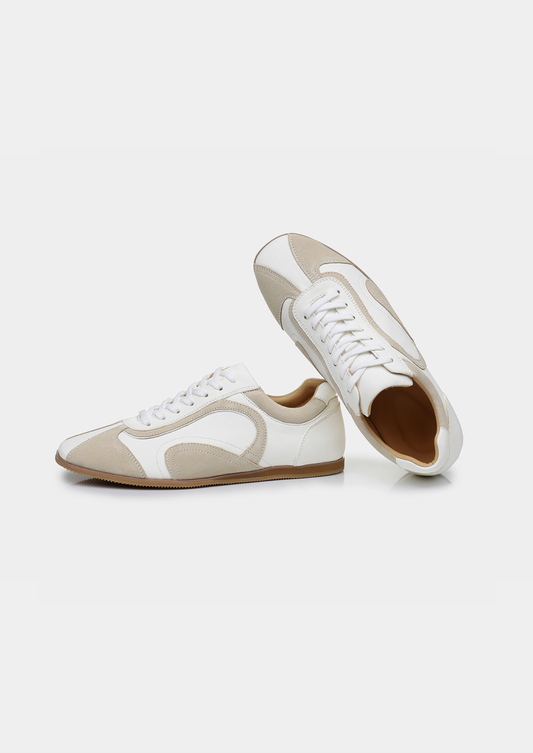 White Retro Hybrid Suede Leather Runner | Apuro