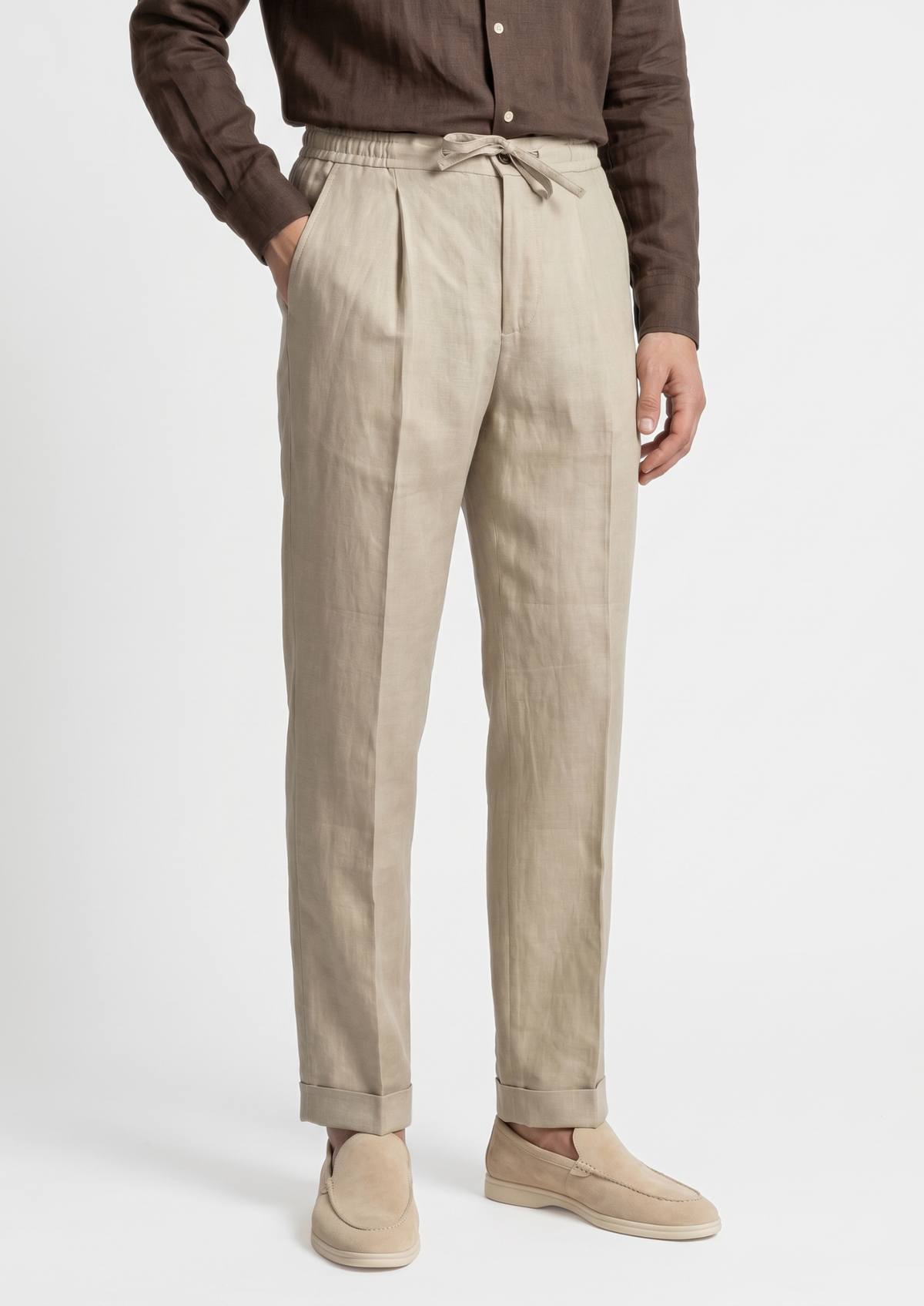 Drawstring Coastal Trousers - Sand | Apuro
